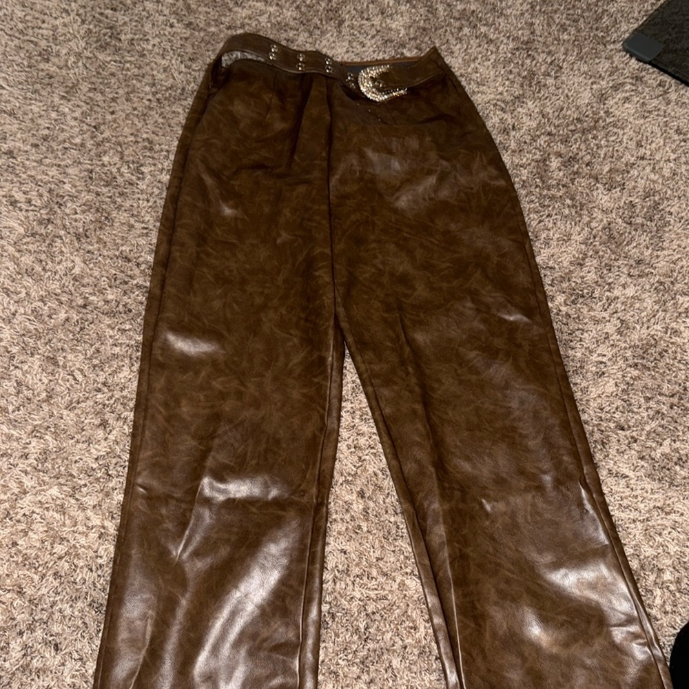 Brown leather pants